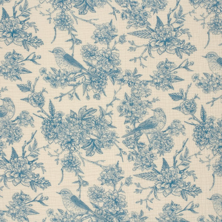 Couverture Toile de Jouy bleu